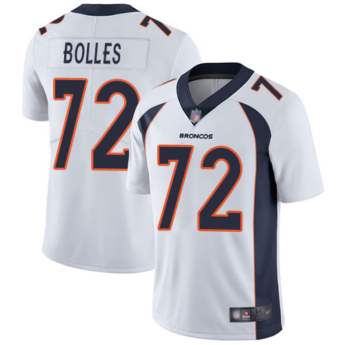Men Denver Broncos #72 Garett Bolles White Vapor Untouchable Limited Player Football NFL Jersey->women nfl jersey->Women Jersey
